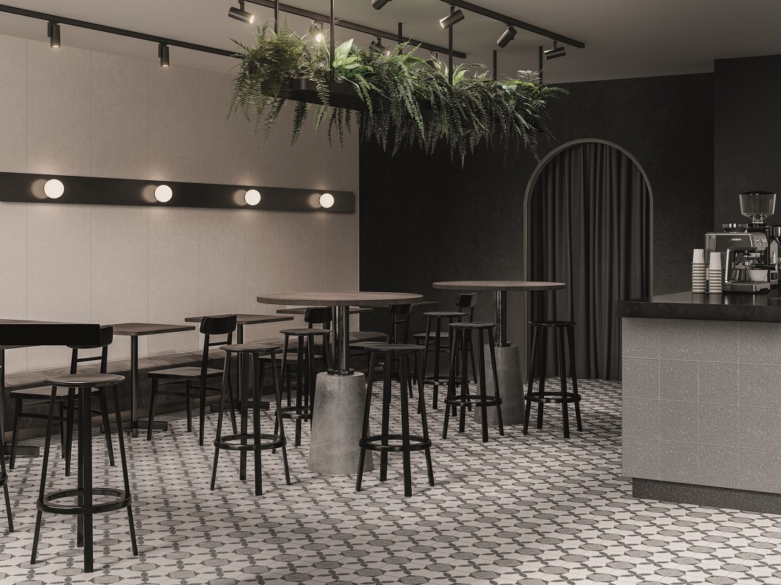 Porcelanato Uno Venice com efeito terrazzo, da Roca Cerámica
